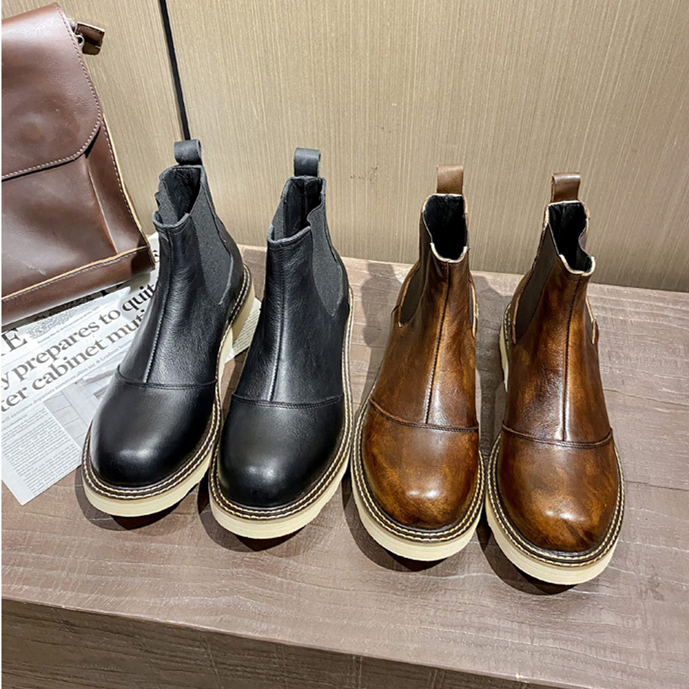 Leather Work Western - Męskie buty Chelsea z prawdziwej skóry
